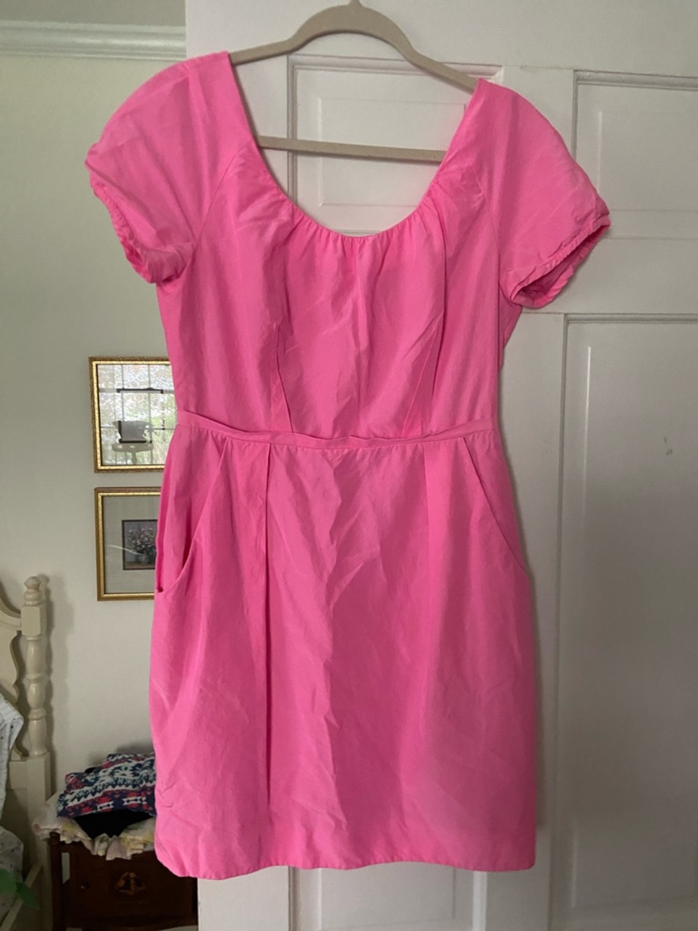 J crew Bright Hot Pink Short Sleeve Dress